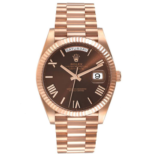 Rolex Day-Date 40 Chocolate Bevelled Roman Dial on President Ref. 228235 Complete 2024