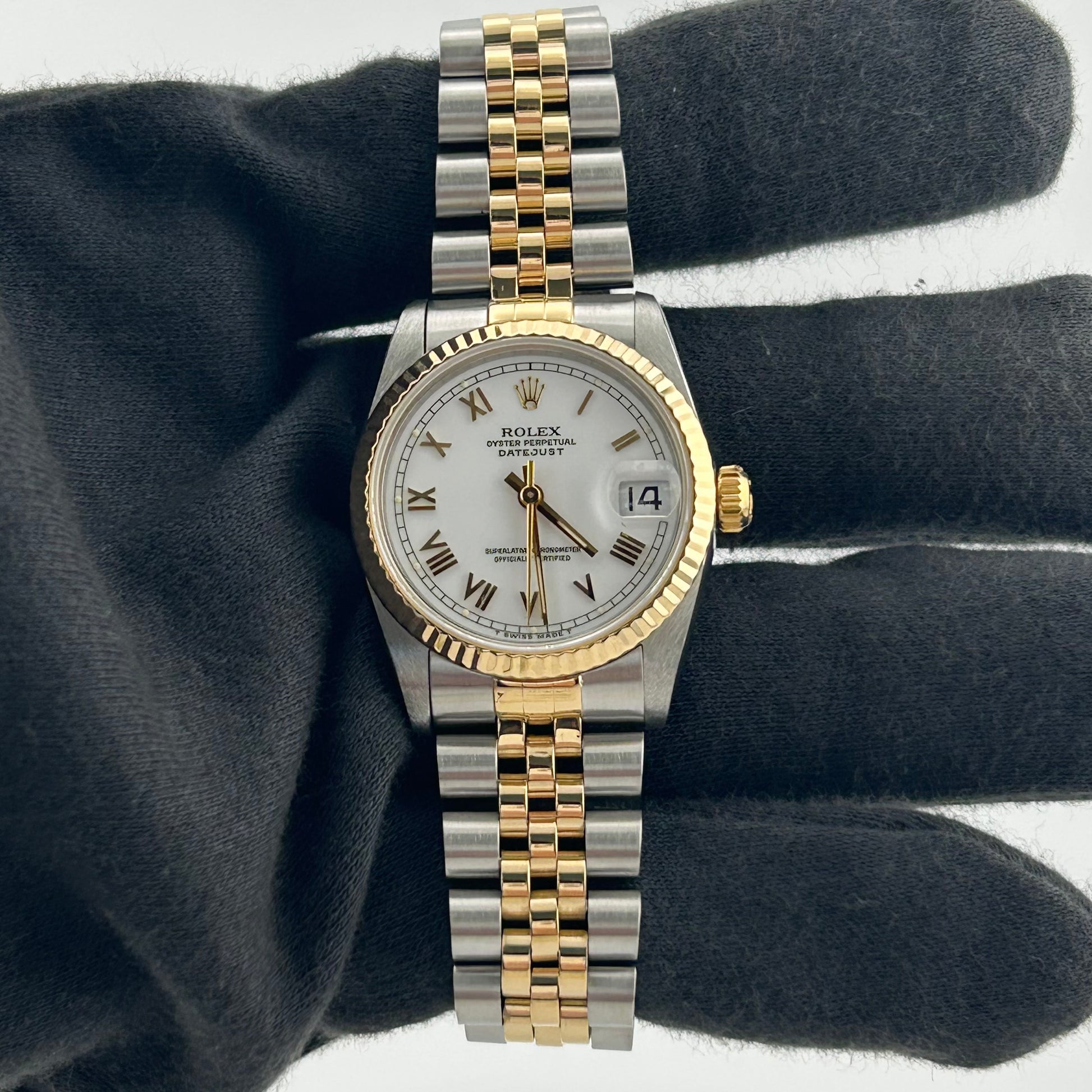 Rolex Datejust White Roman Dial on D Link Jubilee Ref. 68273 Papers 1991