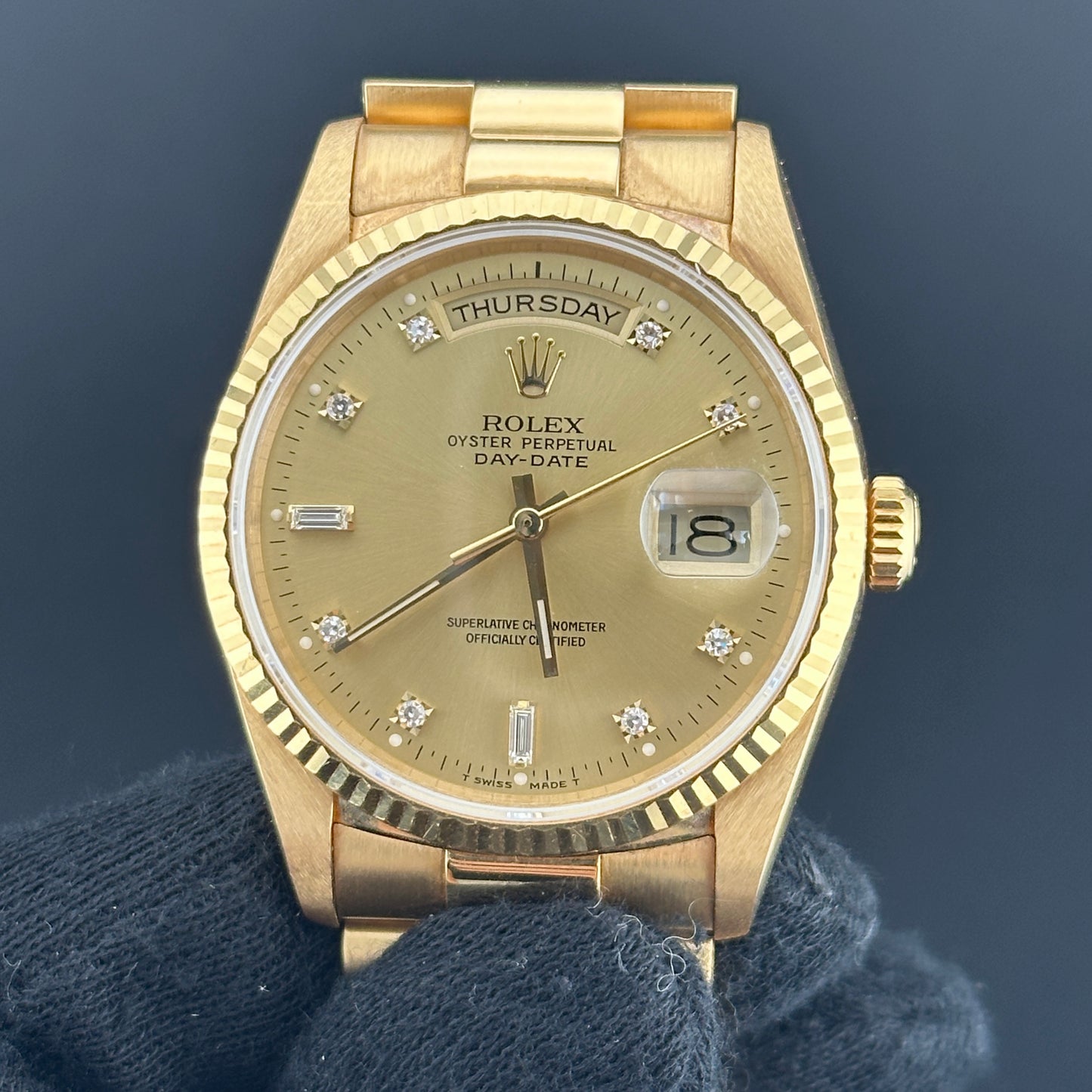 Rolex Day Date 36 Champagne Diamond Dial on President Ref. 18238 Papers 1989 — view 3