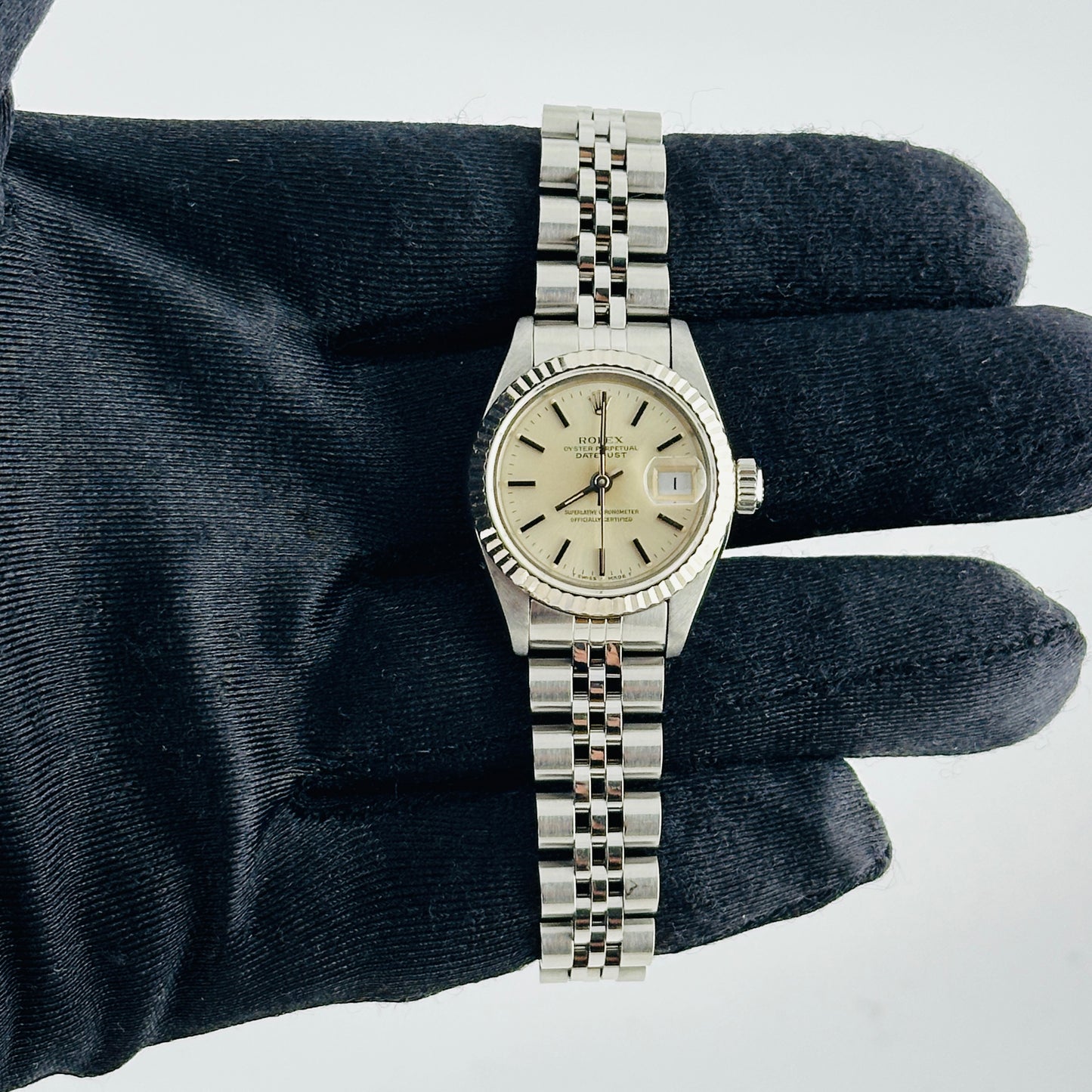 Rolex Datejust Lady Silver Stick Dial on D Link Jubilee Ref. 69174 Papers 1992 — view 2