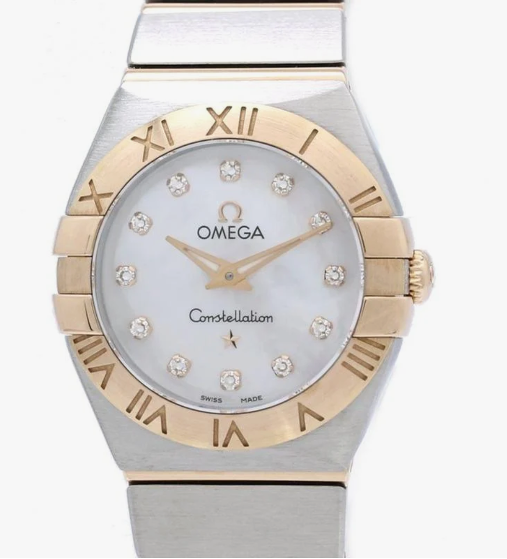 Omega Constellation M.O.P Diamond Dial on Pink Gold & Stainless Steel Bracelet Ref. 123.20.24.60.55.001