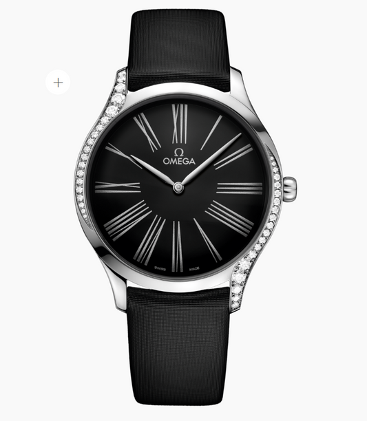 Omega De Ville Trésor Black Dial on Fabric Strap Ref. 428.17.39.60.01.001 Card Open Date