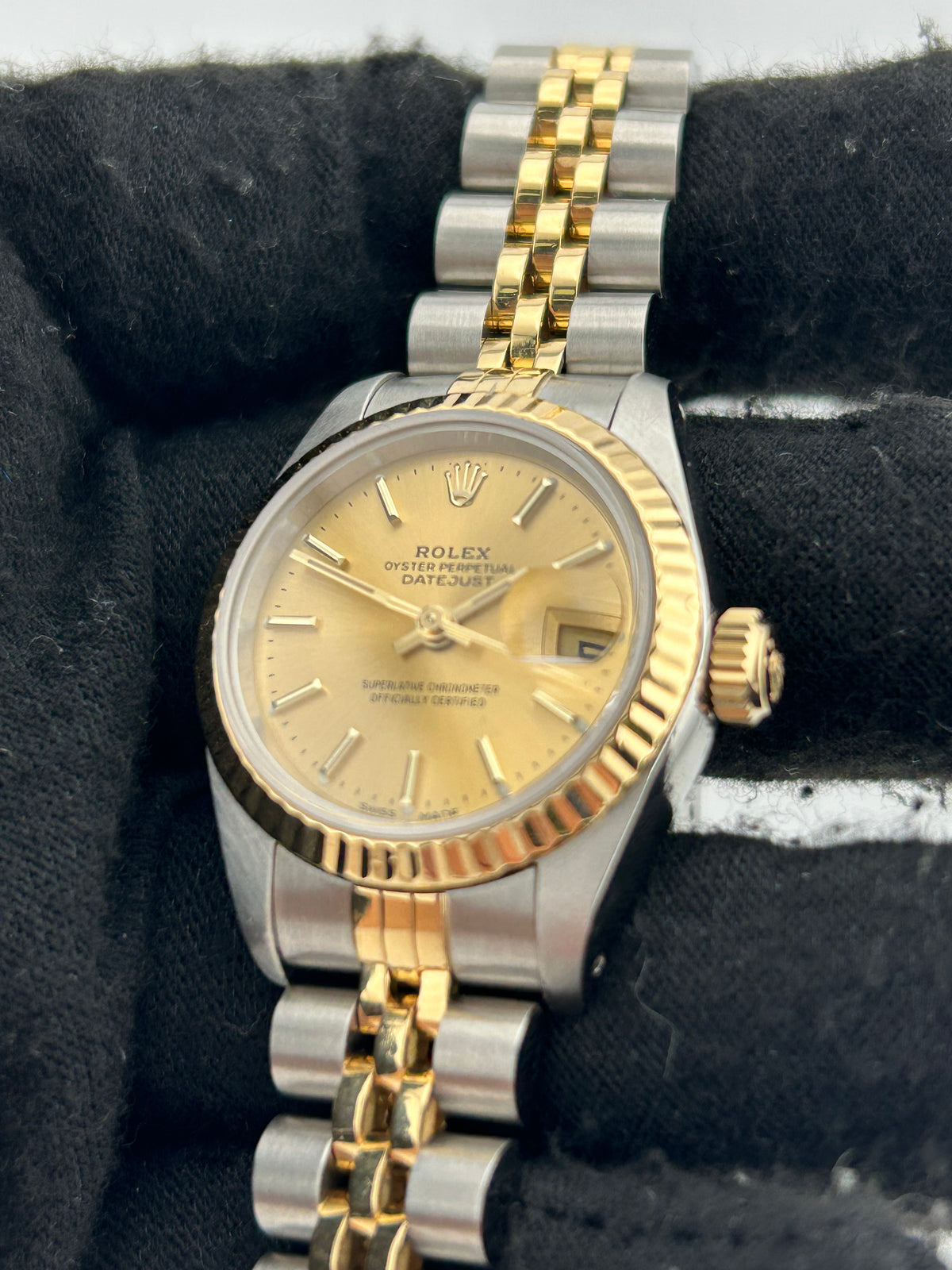 Rolex Datejust Lady Champagne Stick Dial on Jubilee D Link Bracelet Ref. 69173 Card — view 3