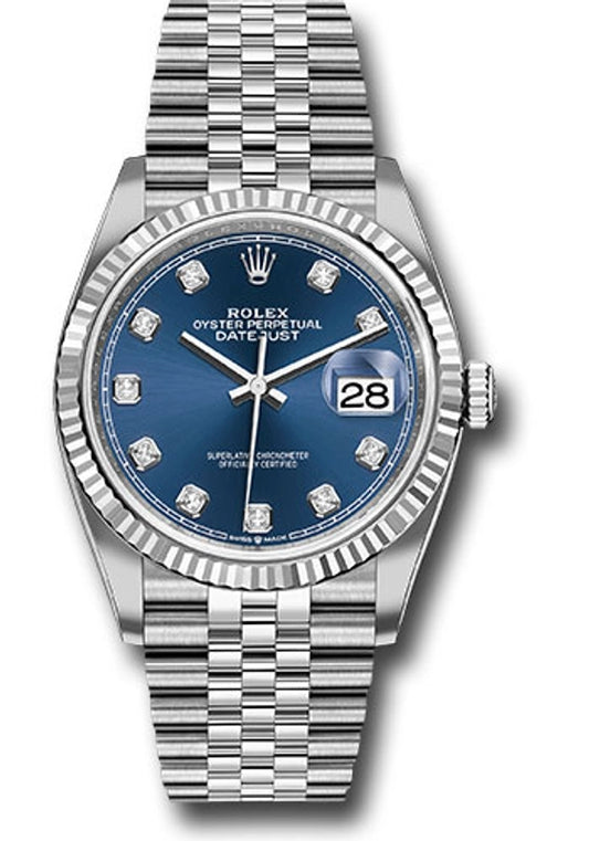 Rolex Datejust 36 Blue Diamond Dial on Jubilee Ref 126234 with New Style Card Green 2020
