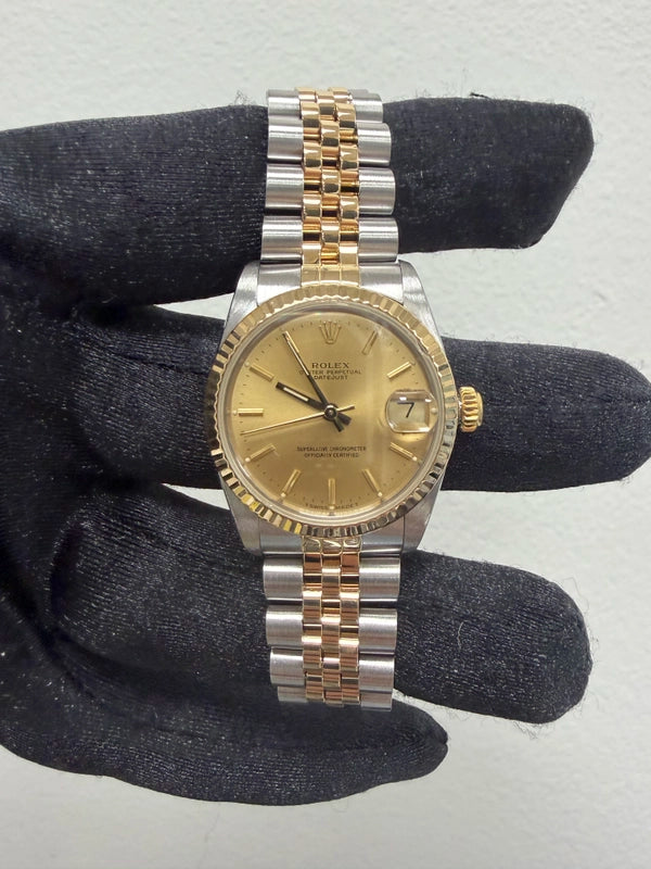Rolex Datejust Champagne Stick Dial on D Link Jubilee Ref 68273