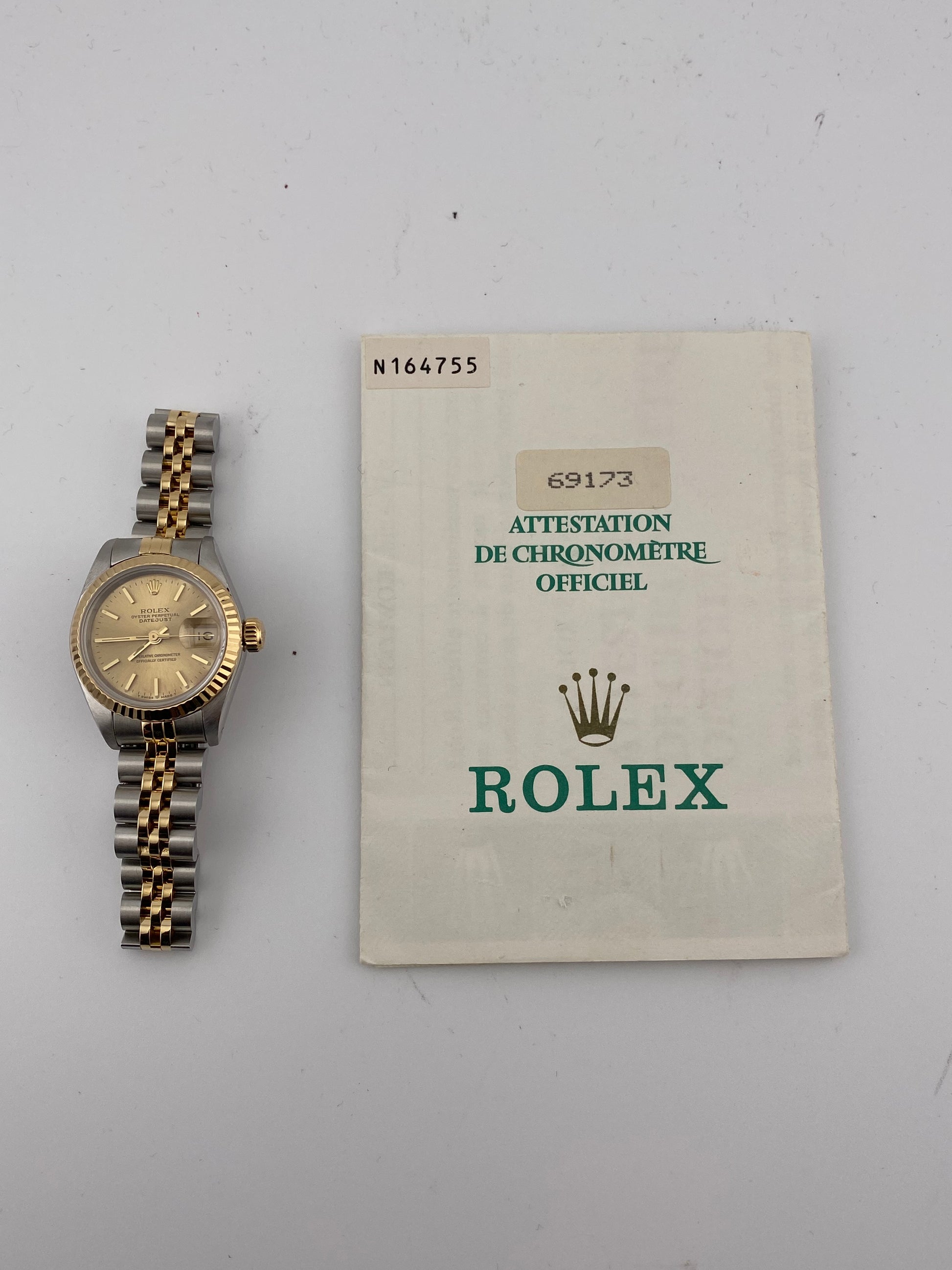 Rolex Datejust Lady Champagne Stick Dial on Jubilee Ref. 69173 Papers 1992 — view 7