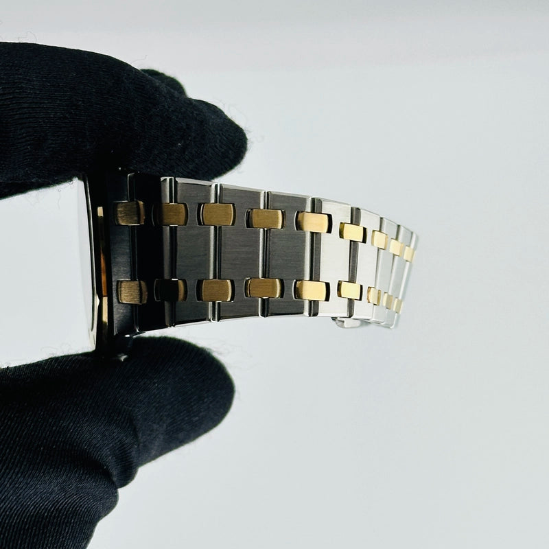 Audemars Piguet Royal Oak Champagne Tapisserie Dial on 2 Tone Bracelet Ref 56303SA with Service Card