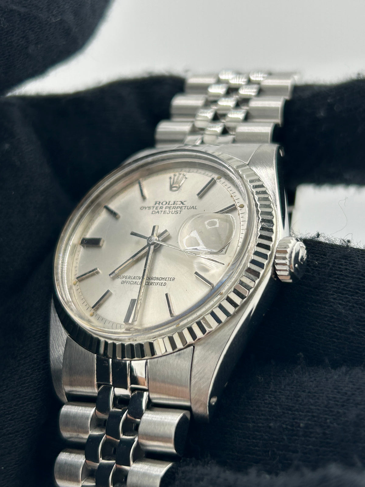 Rolex Datejust 36 Silver Stick Dial on Jubilee D Link Bracelet Ref. 1601 1976 — view 3