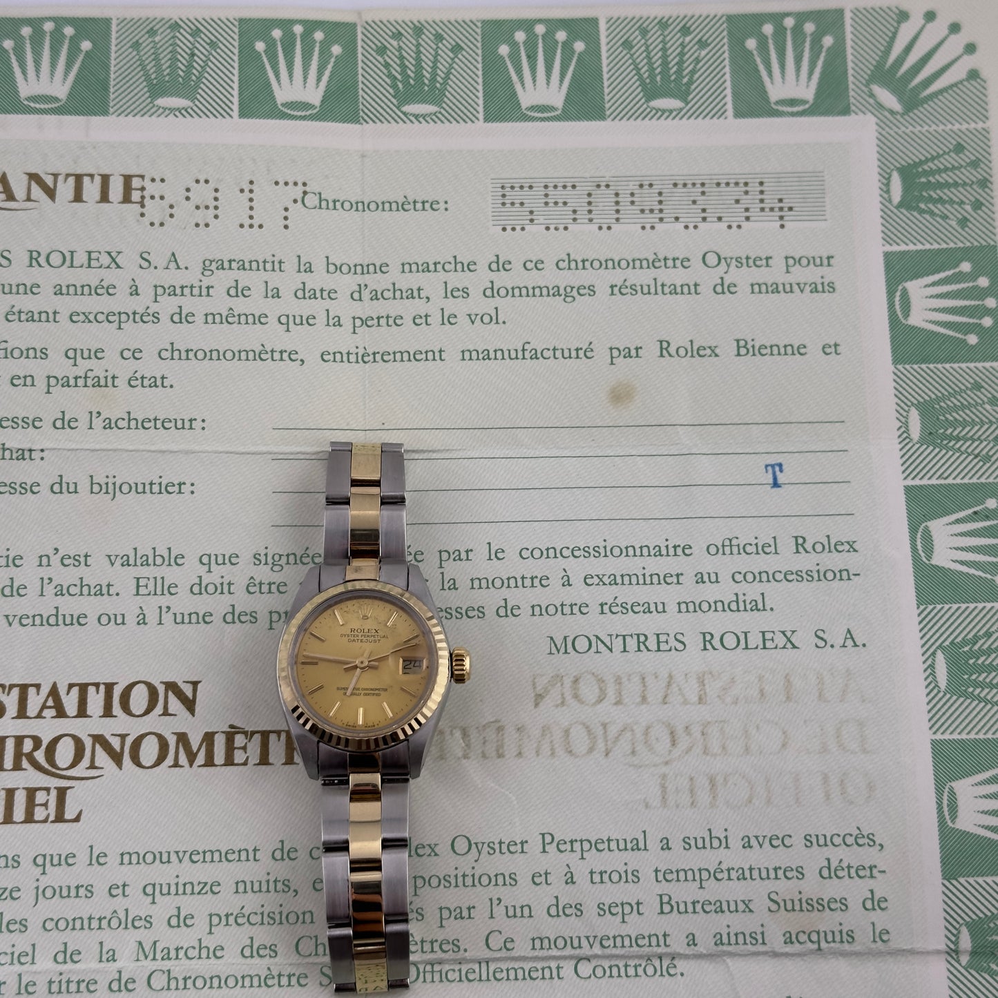Rolex Datejust Champagne Stick Dial on Oyster Bracelet Ref. 6917 Papers 1978 — view 4