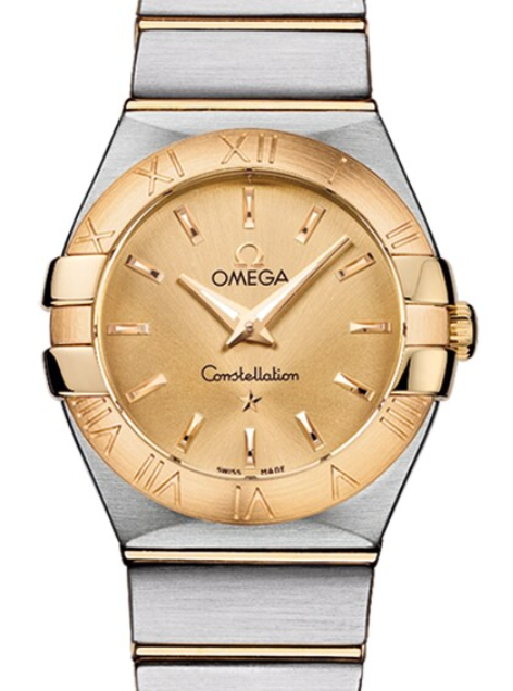 Omega Constellation Gold Dial on Yellow Gold And Stainless Steel Bracelet Ref. 123.20.27.60.08.001
