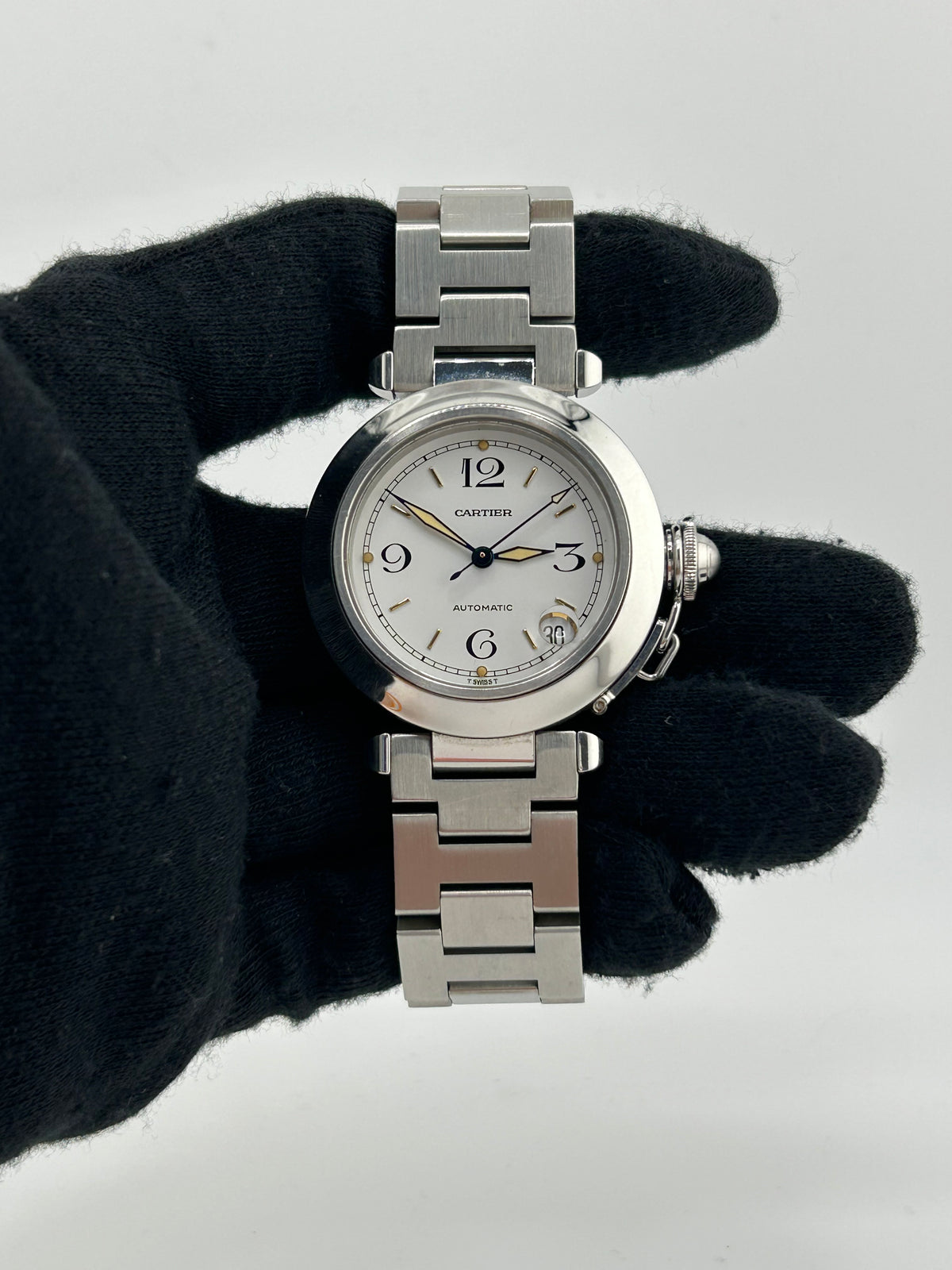 Cartier Pasha C White Dial on Stainless Steel Bracelet Ref. W31015M7 — view 2