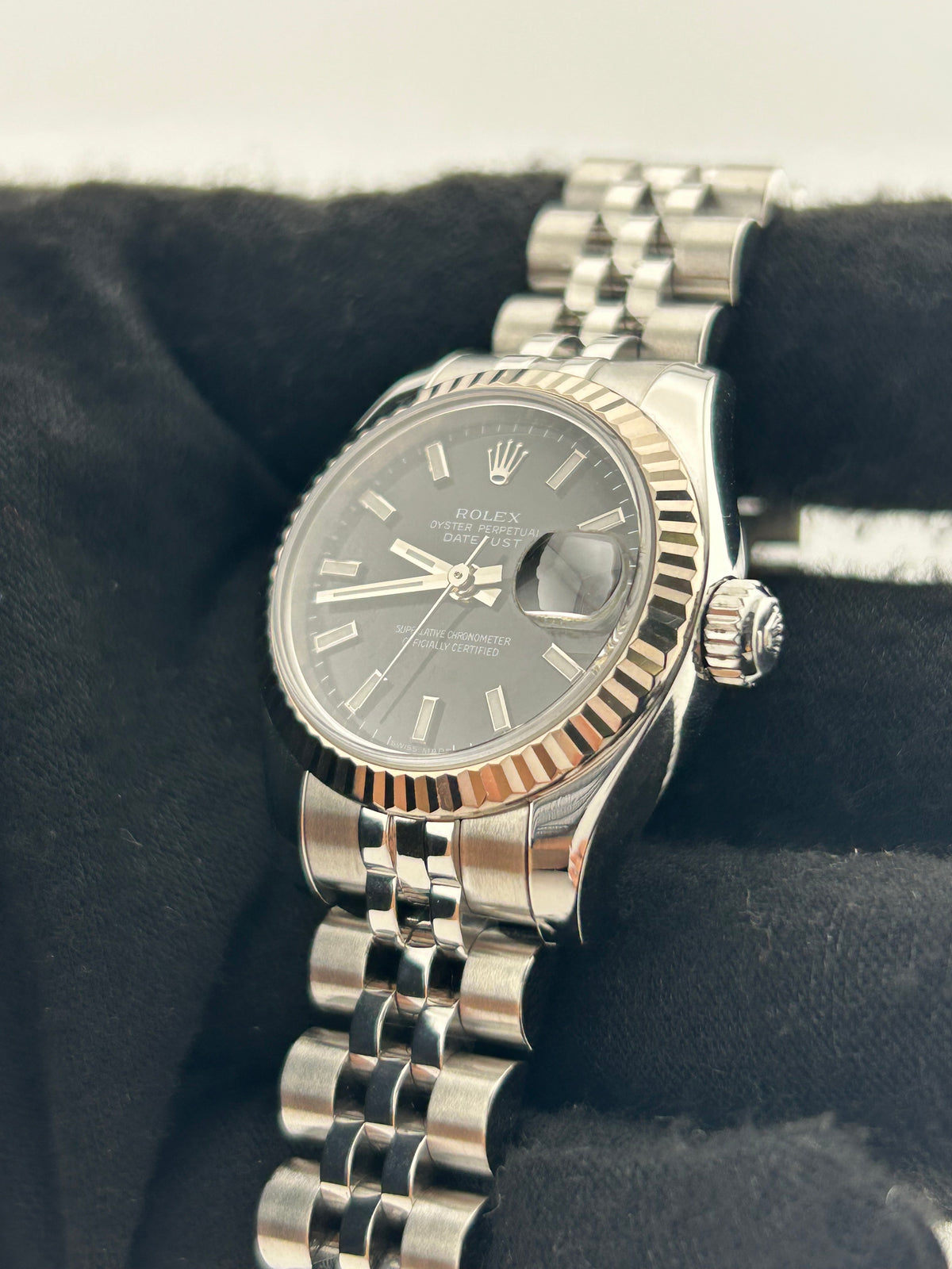 Rolex Datejust Lady Black Stick Dial on Jubilee D Link Bracelet Ref. 179174 Card 2010 — view 3
