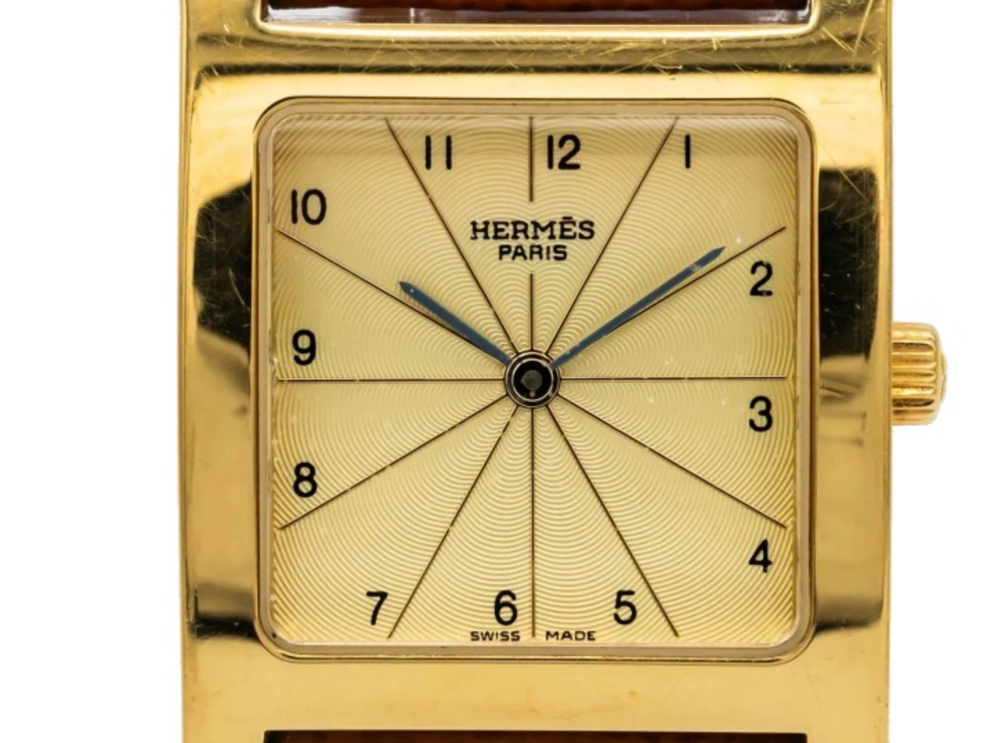 Hermes Heure H Champagne / Arabic Numerals Dial on Generic Leather Band Ref. HH1.501