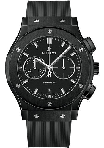 Hublot Classic Fusion Chronograph Black Carbon Effect Dial on Black Rubber Band Ref. 541.CM.1171.RX Complete 2019