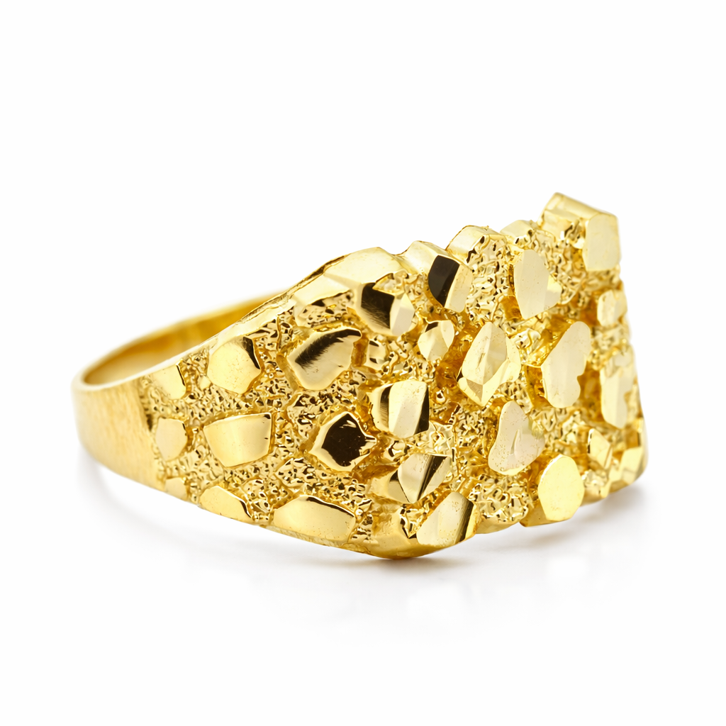 14k Yellow Gold Nugget Style Ring Size 10 - Fine Jewelry | Bust Down & Co