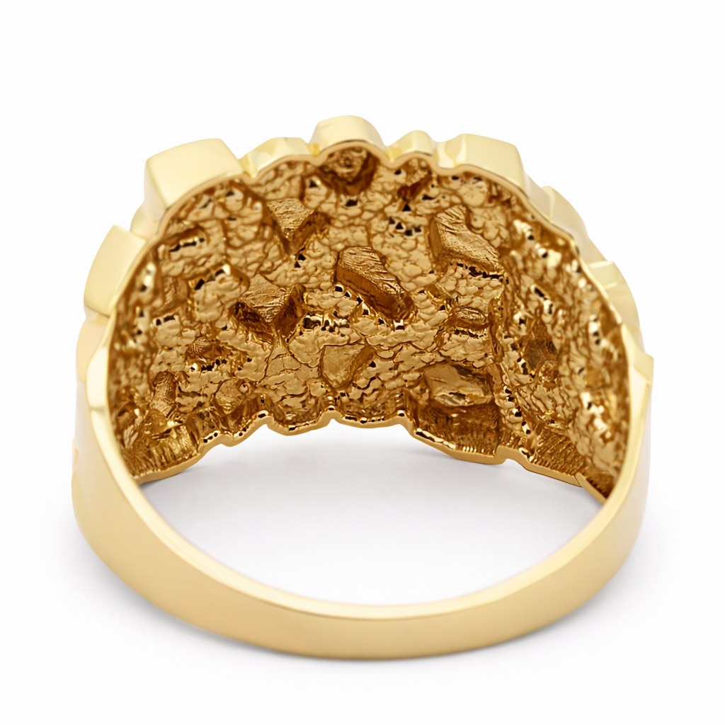 14k Yellow Gold Nugget Style Ring Size 10 View 7 - Fine Jewelry | Bust Down & Co