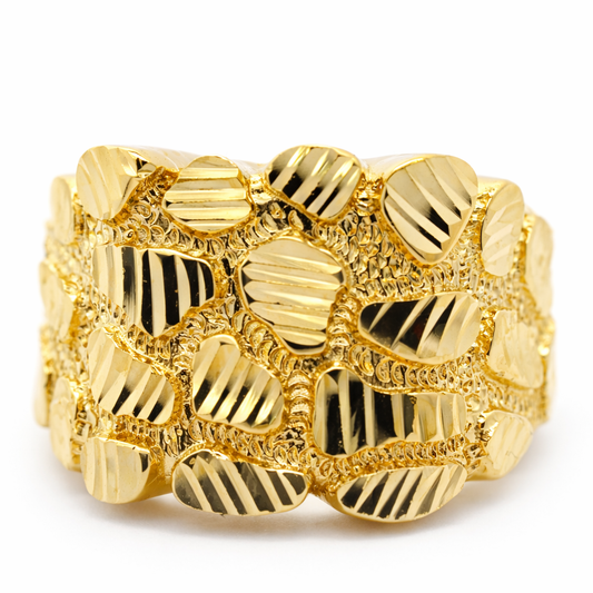 14k Yellow Gold Nugget Style Ring Size 10 - Fine Jewelry | Bust Down & Co