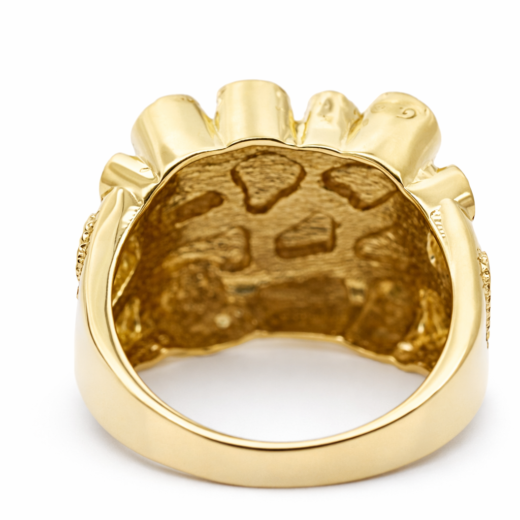 14k Yellow Gold Nugget Style Ring Size 10 View 4 - Fine Jewelry | Bust Down & Co