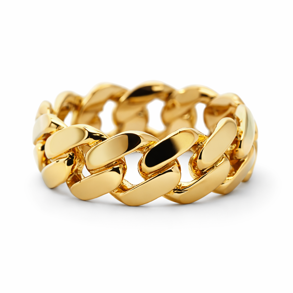 14k Yellow Gold Cuban Style Ring Size 8 - Fine Jewelry | Bust Down & Co