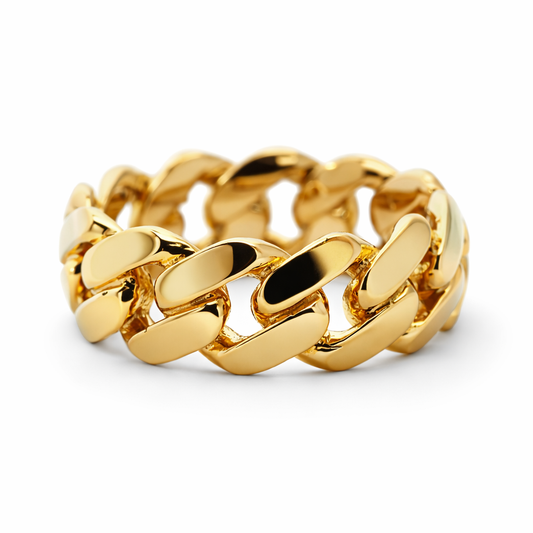 14k Yellow Gold Cuban Style Ring Size 8 - Fine Jewelry | Bust Down & Co