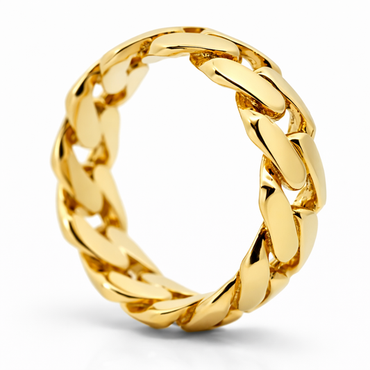 14k Yellow Gold Cuban Style Ring Size 8 View 2 - Fine Jewelry | Bust Down & Co