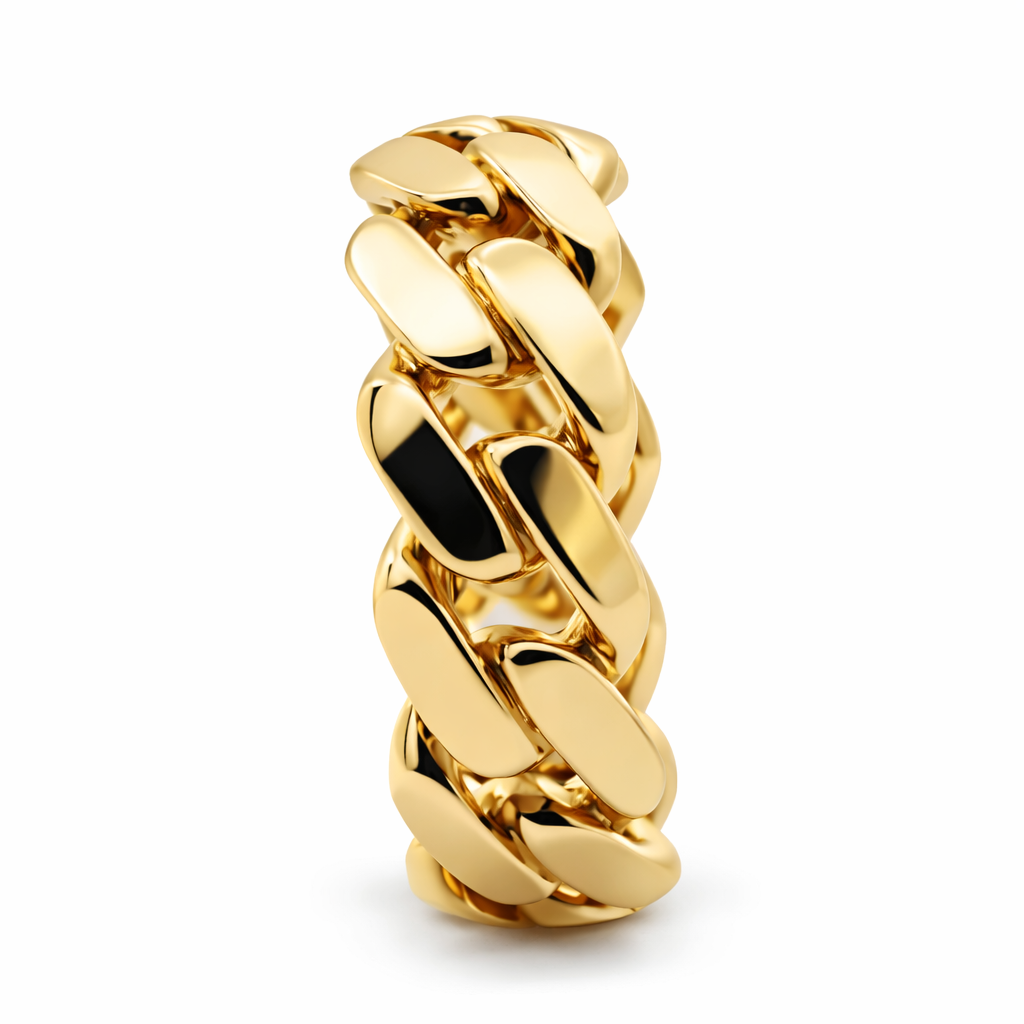 14k Yellow Gold Cuban Style Ring Size 8 View 3 - Fine Jewelry | Bust Down & Co