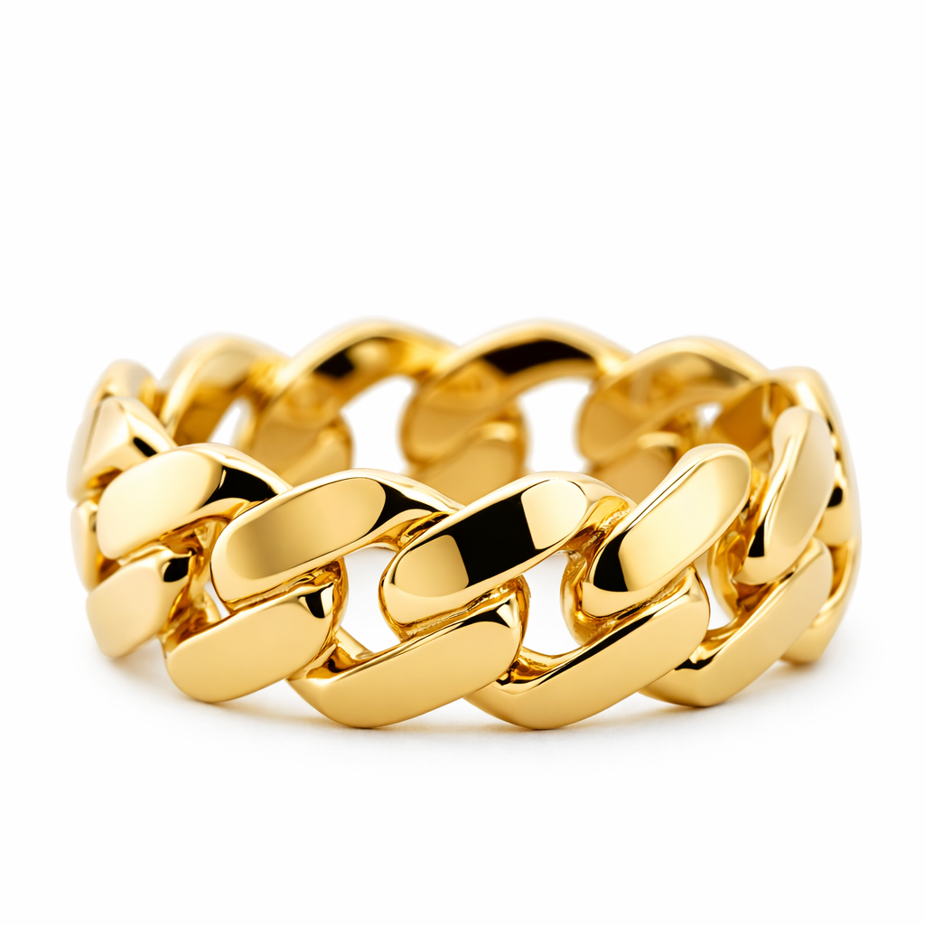 14k Yellow Gold Cuban Style Ring Size 8 View 4 - Fine Jewelry | Bust Down & Co