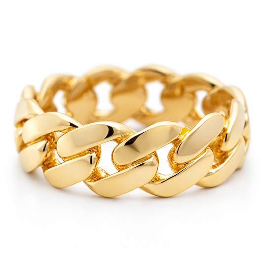 14k Yellow Gold Cuban Style Ring Size 10 - Fine Jewelry | Bust Down & Co