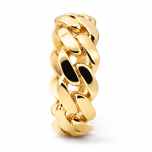 14k Yellow Gold Cuban Style Ring Size 10 - Fine Jewelry | Bust Down & Co