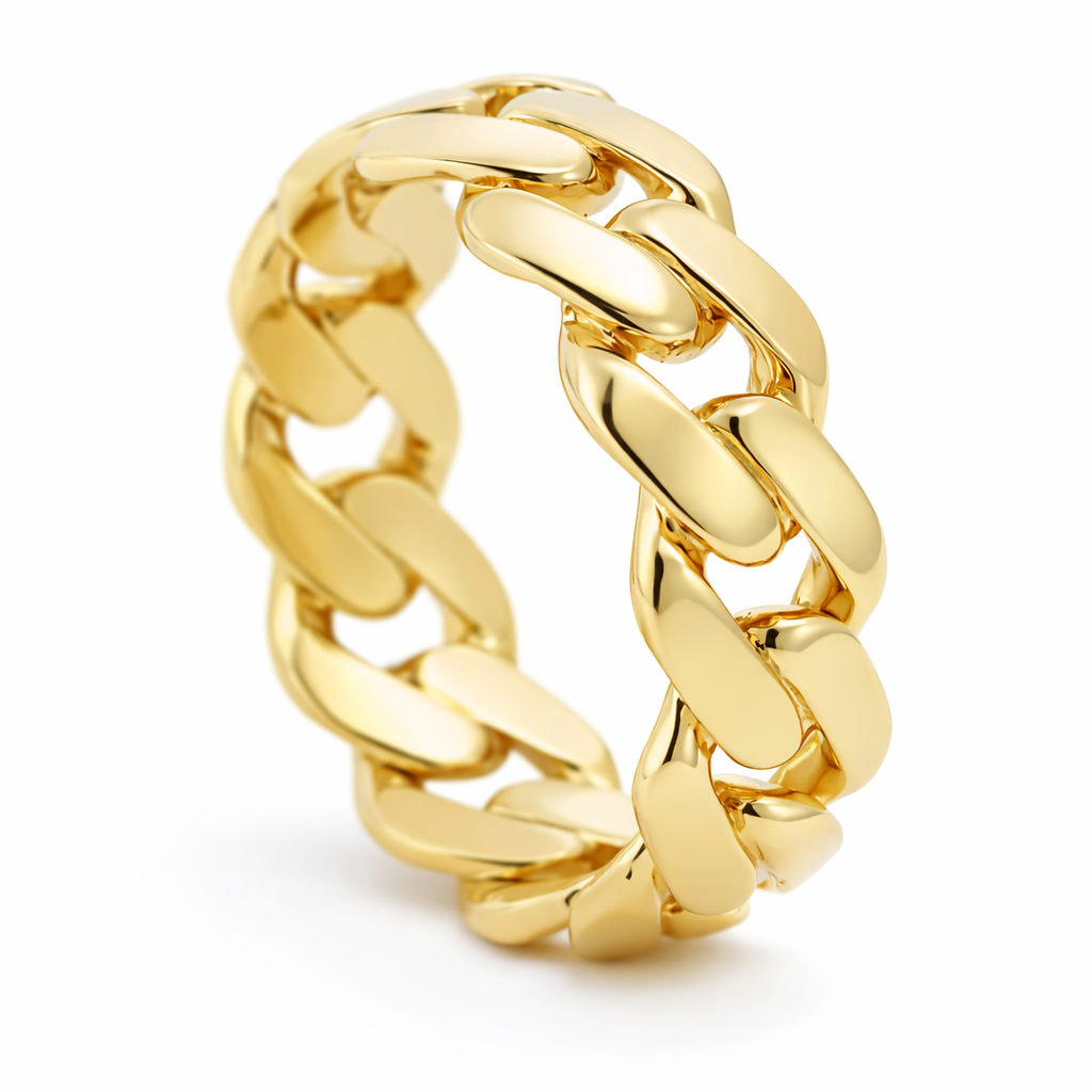 14k Yellow Gold Cuban Style Ring Size 10 - Fine Jewelry | Bust Down & Co