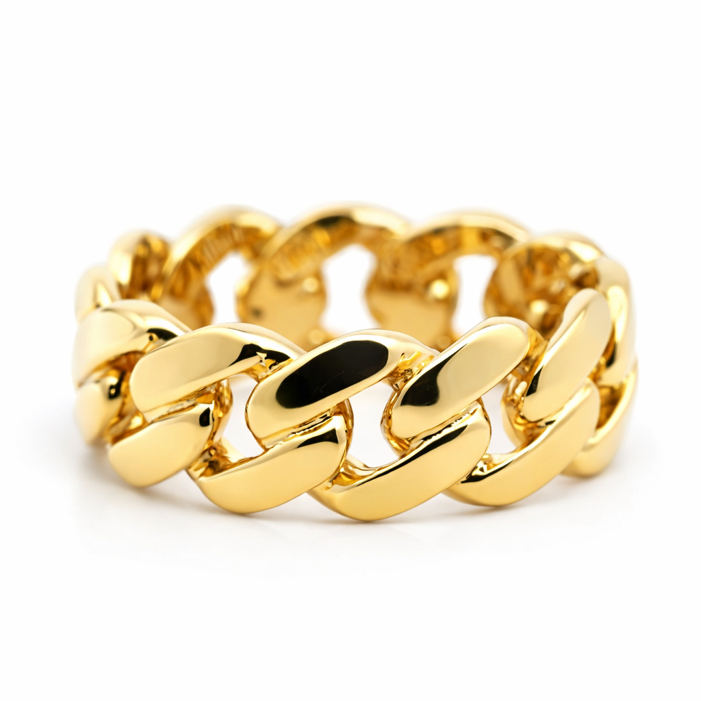 14k Yellow Gold Cuban Style Ring Size 10 - Fine Jewelry | Bust Down & Co