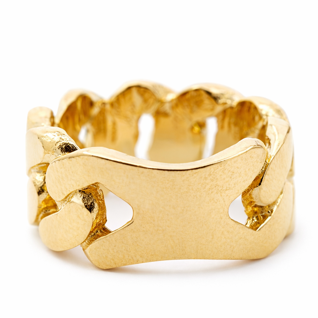 14k Yellow Gold Cuban Style Ring Size 10 - Fine Jewelry | Bust Down & Co