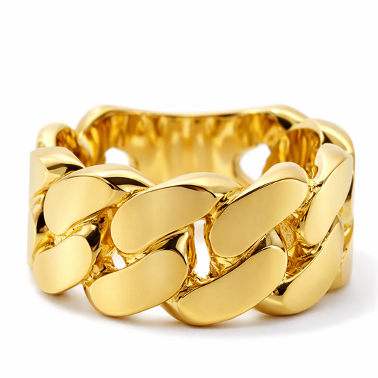 14k Yellow Gold Cuban Style Ring Size 10 - Fine Jewelry | Bust Down & Co