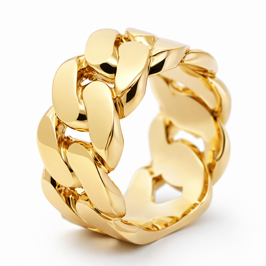 14k Yellow Gold Cuban Style Ring Size 10 - Fine Jewelry | Bust Down & Co