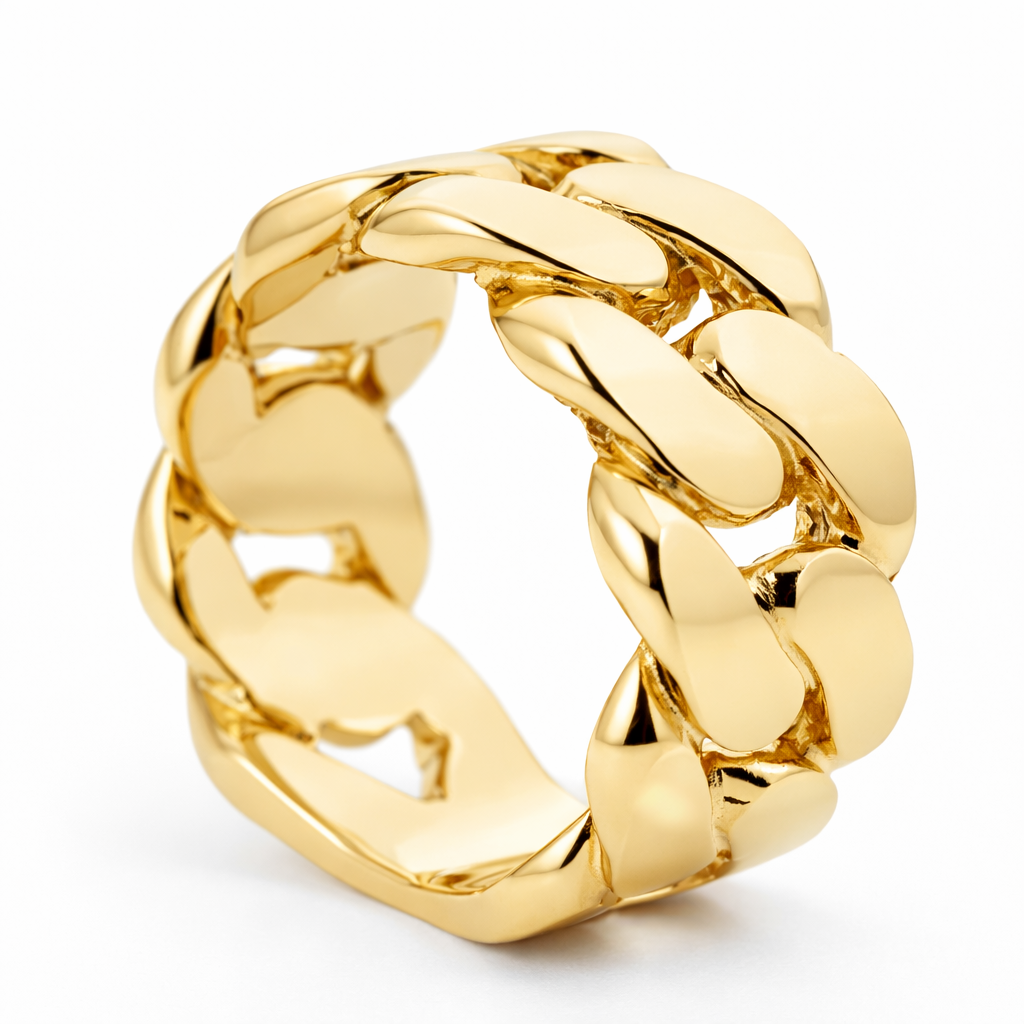 14k Yellow Gold Cuban Style Ring Size 10 - Fine Jewelry | Bust Down & Co