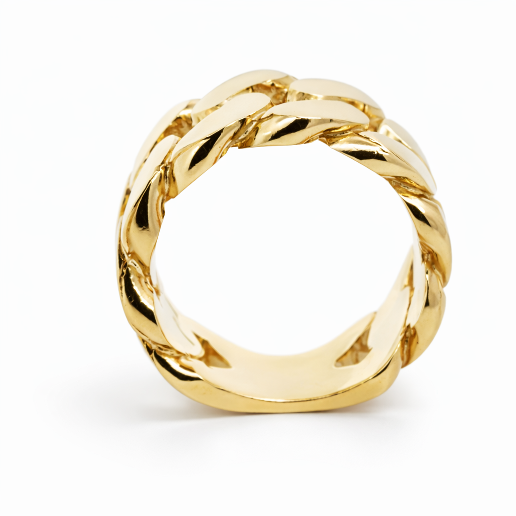 14k Yellow Gold Cuban Style Ring Size 10 - Fine Jewelry | Bust Down & Co