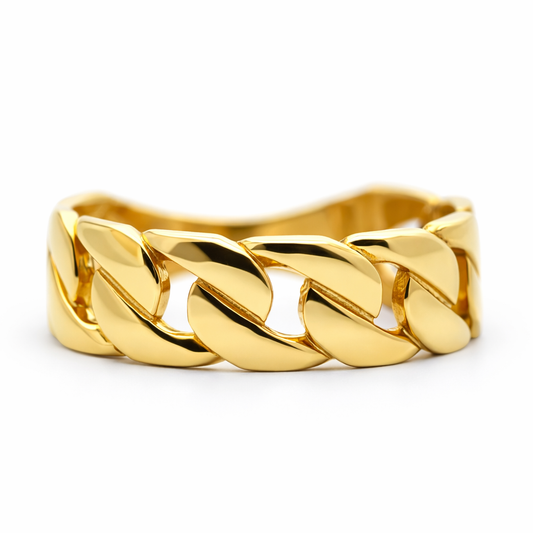 14k Yellow Gold Cuban Style Ring Size 7 - Fine Jewelry | Bust Down & Co