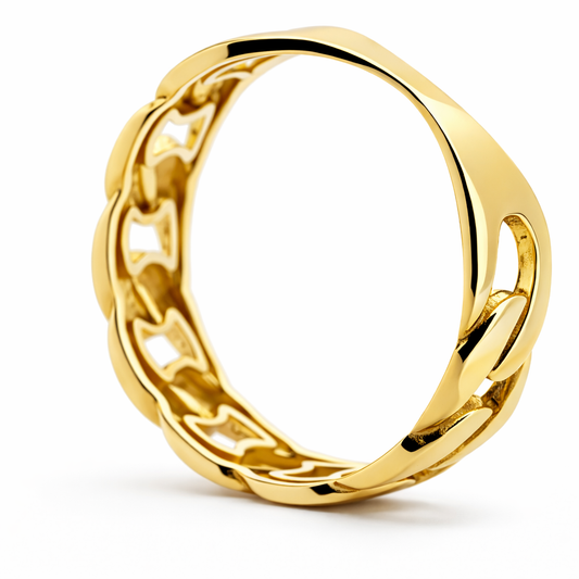 14k Yellow Gold Cuban Style Ring Size 7 View 2 - Fine Jewelry | Bust Down & Co