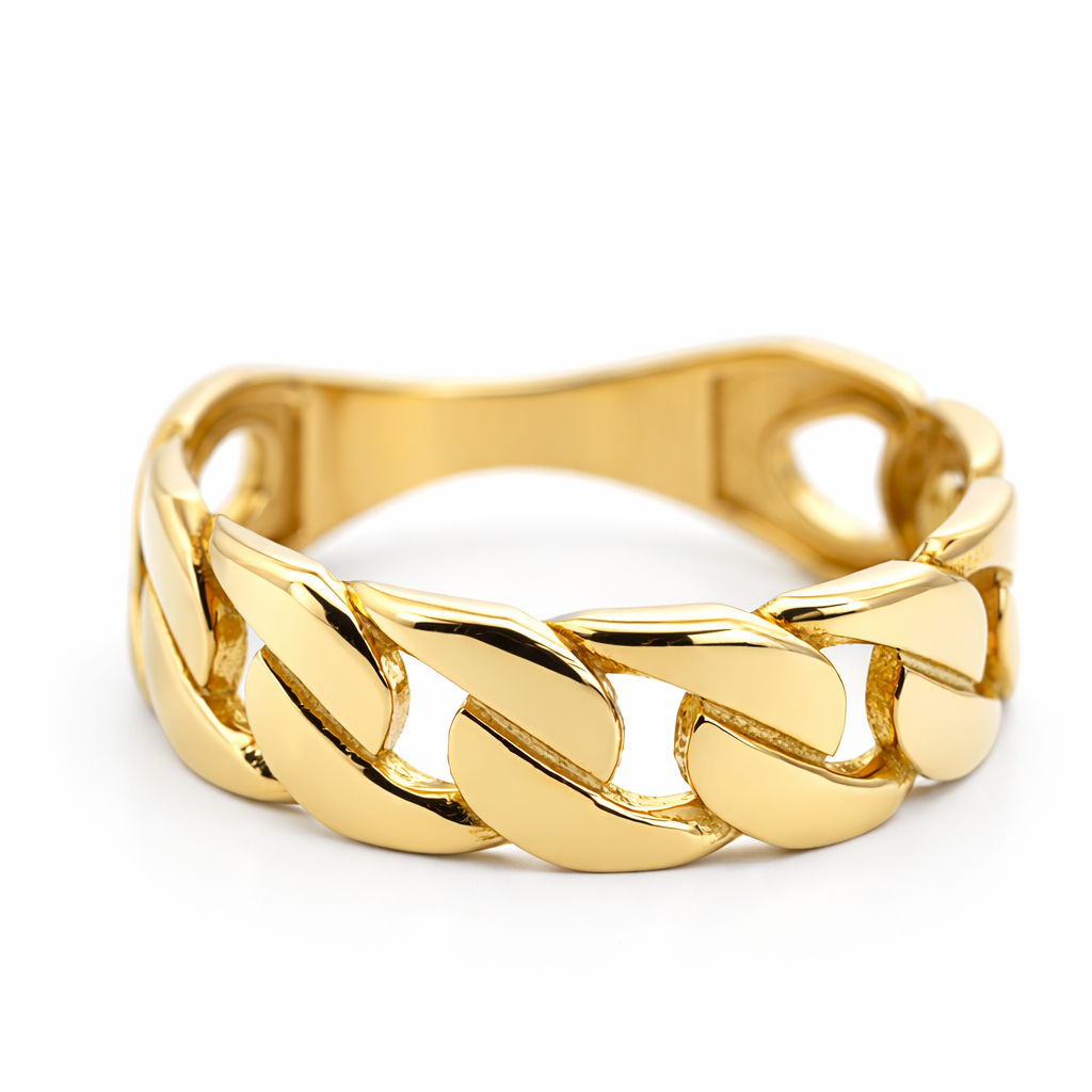 14k Yellow Gold Cuban Style Ring Size 7 View 3 - Fine Jewelry | Bust Down & Co