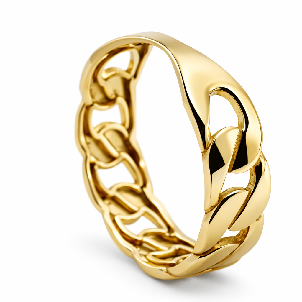 14k Yellow Gold Cuban Style Ring Size 7 View 4 - Fine Jewelry | Bust Down & Co
