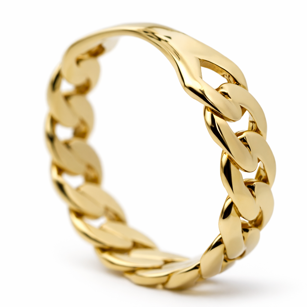 14k Yellow Gold Cuban Style Ring Size 8 View 2 - Fine Jewelry | Bust Down & Co