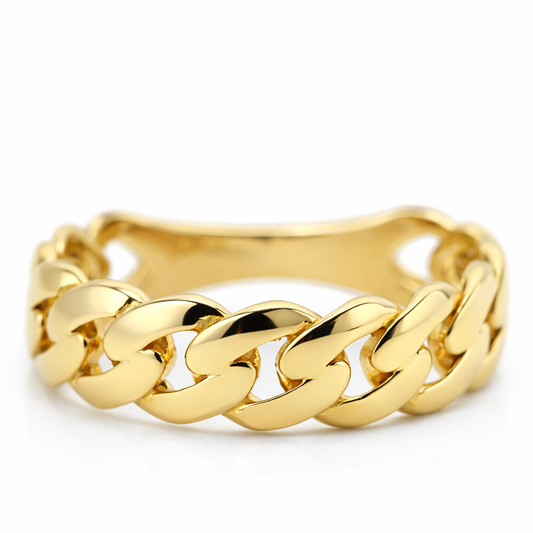 14k Yellow Gold Cuban Style Ring Size 8 View 3 - Fine Jewelry | Bust Down & Co