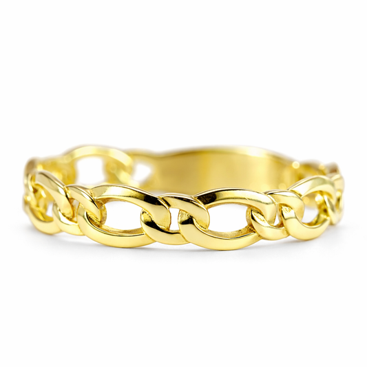 14k Yellow Gold Figaro Style Ring Size 11 - Fine Jewelry | Bust Down & Co