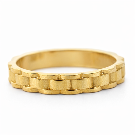 14k Yellow Gold Rolex Links Style Ring - Fine Jewelry | Bust Down & Co