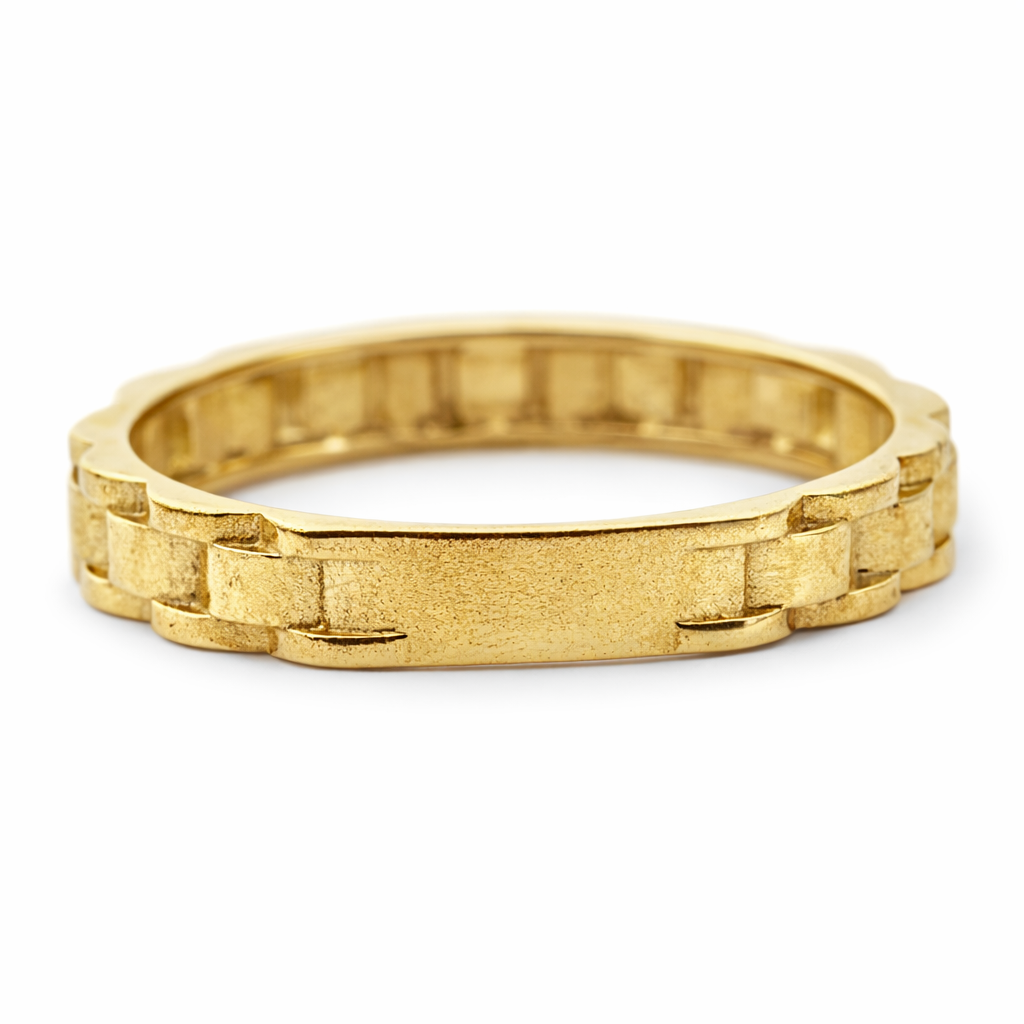 14k Yellow Gold Rolex Links Style Ring View 2 - Fine Jewelry | Bust Down & Co