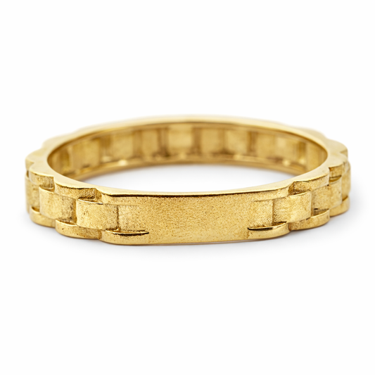 14k Yellow Gold Rolex Links Style Ring View 2 - Fine Jewelry | Bust Down & Co