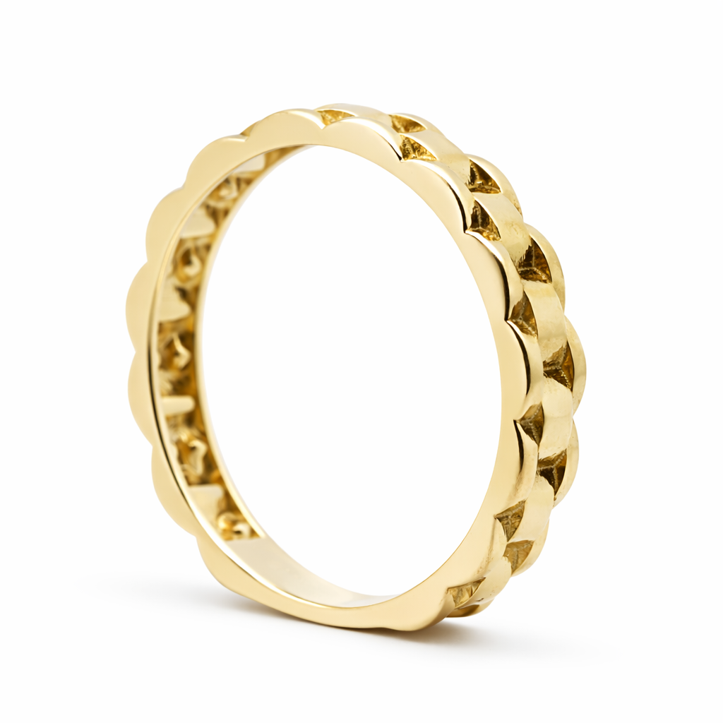 14k Yellow Gold Rolex Links Style Ring View 3 - Fine Jewelry | Bust Down & Co