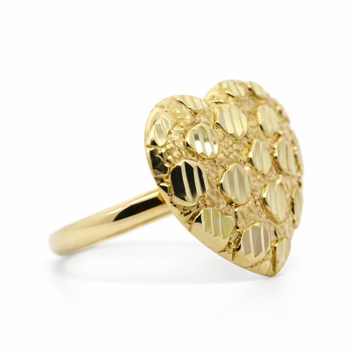 Anillo Pepita Corazón Oro Amarillo 14k 2.9g
