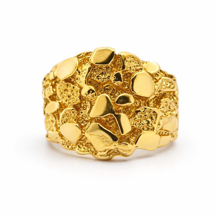 14K Yellow Gold Nugget Ring - Size 9.25