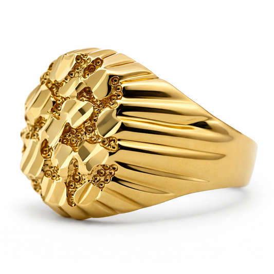 14k Yellow Gold Nugget Rings Ring Size 10 View 2 - Fine Jewelry | Bust Down & Co